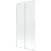 Mexen Velar badwand tweevleugelig schuifbaar 90 x 150 , transparant, wit - 896-090-000-01-20