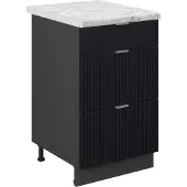 Vicco Keukenonderkast Fame-Line, Zwart gestreept/Antraciet, 50 cm, WB Marmer