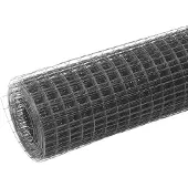 vidaXL Kippengaas 10x1 m staal met PVC coating grijs