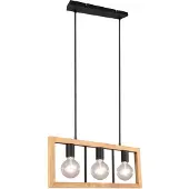 TRIO Hanglamp Agra 3-lichts hout met zwart
