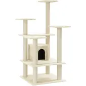 vidaXL Kattenkrabpaal met sisal krabpalen 110 cm crèmekleurig