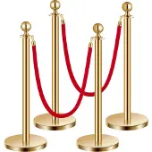 Vevor Drijvende barrière (4 stuks) met 2 rode fluwelen touwen (1,5 m lang)