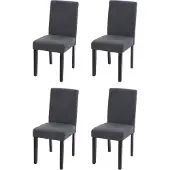 MCW Set van 4 eetkamerstoelen Keukenstoel Littau ~ textiel, antracietgrijs, donkere poten