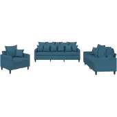 vidaXL 3-delige Loungeset met kussens fluweel blauw