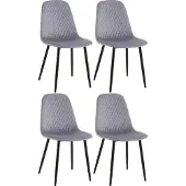 CLP Set van 4 stoelen Giverny, grijs, met sierstiksels, materiaal: stof