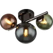 Globo Zwarte wandlamp Riha gekleurd glas 3-lichts