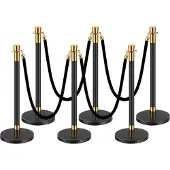 Vevor Drijvende barrière (6 stuks) met 4 zwarte fluwelen touwen (1,5 m lang)