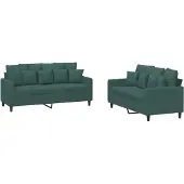 vidaXL 2-delige Loungeset met kussens fluweel donkergroen