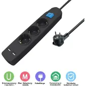 MaxTrack stekkerdoos met 3 contacten en 2x USB / zwart - 10 meter