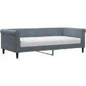vidaXL Slaapbank met matras 90x190 cm fluweel donkergrijs