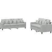 vidaXL 2-delige Loungeset met kussens fluweel lichtgrijs