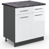 Vicco Fame-Line Keukenonderkast – 80 cm, WB Antraciet Wit Hoogglans