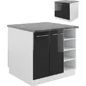 Vicco Fame-Line Keukeneiland – 90 cm zonder werkblad Antraciet hoogglans/wit