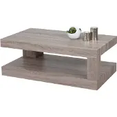 Mendler Salontafel HWC-A32, woonkamertafel, 3D-structuur, 40x110x60 cm, MVG-gecertificeerd donkere eikenhoutlook