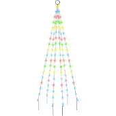 vidaXL Vlaggenmast kerstboom 108 LED's meerkleurig 180 cm