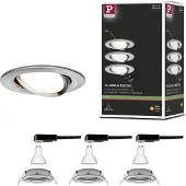 Paulmann Nova - LED-inbouwlamp - 3x6,5W 460lm 2700K zwenkbaar rond 84mm staal geborsteld (3 stuks)