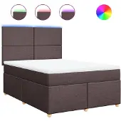 vidaXL Boxspring met matras stof donkerbruin 140x190 cm