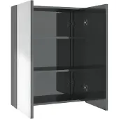 vidaXL Badkamerkast met spiegel 60x15x75 cm MDF glanzend grijs
