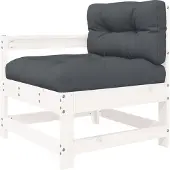 vidaXL Tuinstoel met kussens massief grenenhout wit