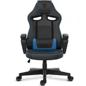 Sense7 Knight Ergonomische bureaustoel - Gamingstoel - lendenkussen - In hoogte verstelbaar - Eco-leer - Duurzaam en comfortabel - Maximale belasting 120 kg - tot 180 cm lang - Zwart en blauw