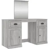 vidaXL Kaptafel met spiegel 130x50x132,5 cm grijs sonoma eikenkleurig