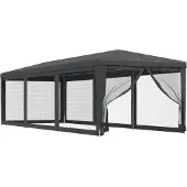 vidaXL Partytent met 8 mesh zijwanden 3x9 m HDPE antracietkleurig
