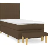 vidaXL Boxspring met matras stof donkerbruin 100x200 cm