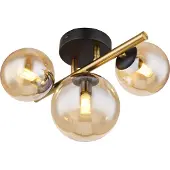 Globo Lighting Plafondlamp Riha zwart met goud 3-lichts