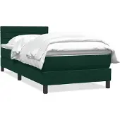 vidaXL Boxspring met matras fluweel donkergroen 80x220 cm
