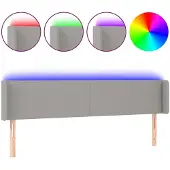 vidaXL Hoofdbord LED 183x16x78/88 cm stof lichtgrijs