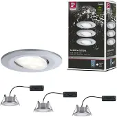 Paulmann Calla LED-inbouwlamp voor badkamer Set van 3 stuks 18 W IP65 Chroom (mat)