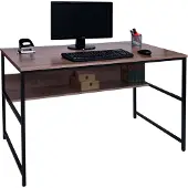 MCW Bureau -K80, bureau computer bureau werkblad, metaal MDF 120x60cm ~ grijsbruin