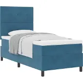 vidaXL Boxspring bed met hoofdeinde Donkerblauw 90 x 190 cm Fluweel
