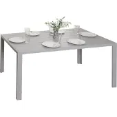 MCW Aluminium eettafel -N40, bistrotafel tuintafel balkontafel, weerbestendig 140x80cm ~ lichtgrijs