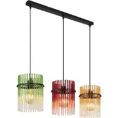 Globo Zwarte Hanglamp Gorley Gekleurd Glas 3 Lichts