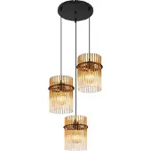 Globo Zwarte hanglamp Gorley met amberglas rond Ø 47cm