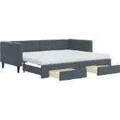 vidaXL Slaapbank onderschuifbed en lades 90x200 cm fluweel donkergrijs