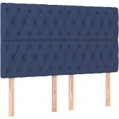 vidaXL Hoofdbord blauw 160x7x118/128 cm stof