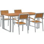 vidaXL Tuin Eettafel Set 5 pcs Grijs Massief Acacia Hout