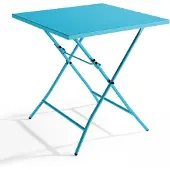 Oviala - Vierkante inklapbare tuin tafel van blauw staal - Palavas