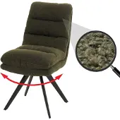 MCW Eetkamerstoel -G66, keukenstoel, draaibare autostand stof/textiel bouclé MVG ~ groen