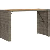 vidaXL Tuinbartafel acaciahouten blad 185x80x110 cm poly rattan grijs
