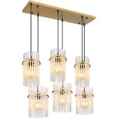 Globo Gouden hanglamp Gorley met glas 6-lichts