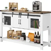 Vevor Koffiebar kast, 120 x 39,8 x 83 cm, landelijke stijl, koffiebar kast met 4 opbergvakken met schuifdeuren, dressoir voor de woonkamer