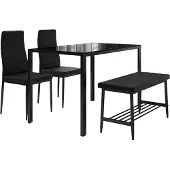 Vicco Grand Eettafelset – 120 x 70 cm 4-delige set Zwart