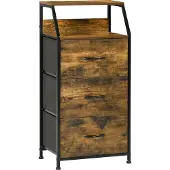 HOMCOM Opbergmeubel in industriële stijl, dressoir met 3 stoffen lades en 2 planken - 44 x 29 x 92 cm - hout en metaal