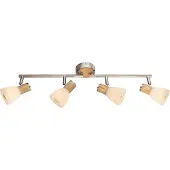 Globo Plafondlamp Gylfi Nikkel Met Hout 4 Lichts