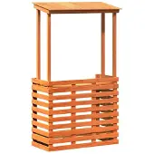 vidaXL Tuinbartafel met dak bruin 112,5x57x195,5 cm massief hout