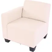 MCW Modulair zijpaneel links, fauteuil met armleuning Lyon, kunstleer ~ crème