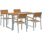vidaXL Tuin Eettafel Set 5 pcs Grijs Massief Acacia Hout